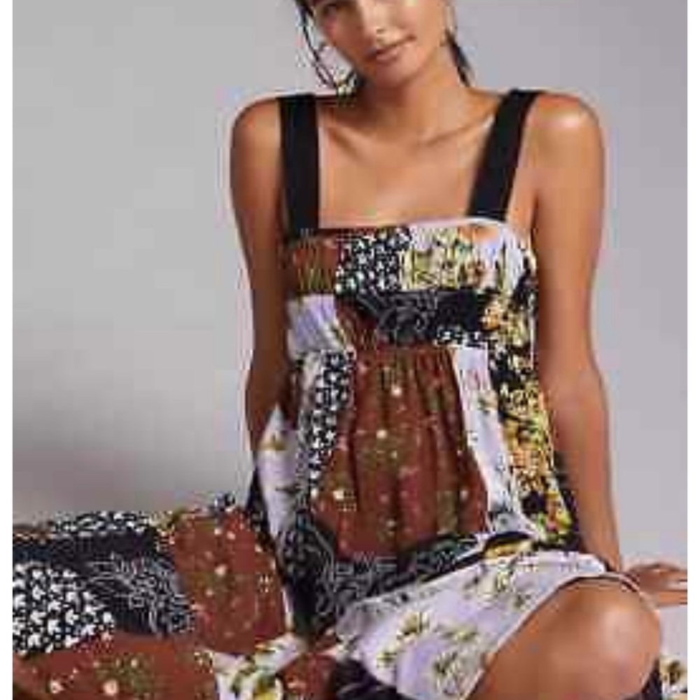 Anthropologie Floral Maxi Dress S Black Lavender Pockets